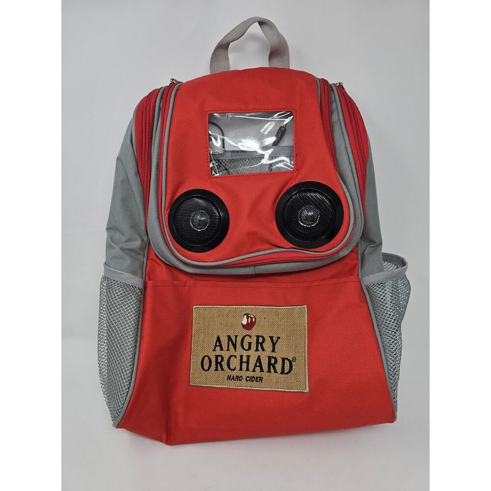 Angry Orchard Hard Cider Red Can Soft Cooler Backpack W/ Speakers